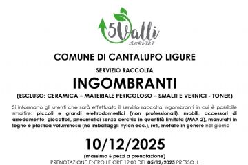 Ritiro ingombranti 10/12/2025