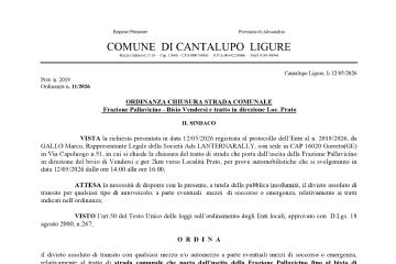 Ordinanza n.11/2026 Chiusura strada Loc.Prato- Fraz. Pallavicino