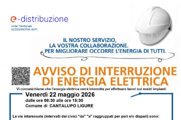 Interruzione corrente il 22/05/2026