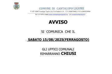 Chiusura uffici - FERRAGOSTO
